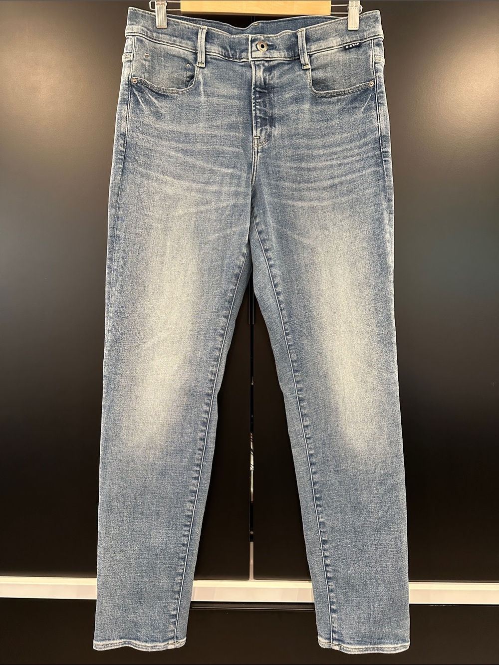 G-Star RAW Ace 2.0 Slim Straight Jeans Light Indigo Aged Wash Denim Womens 32"